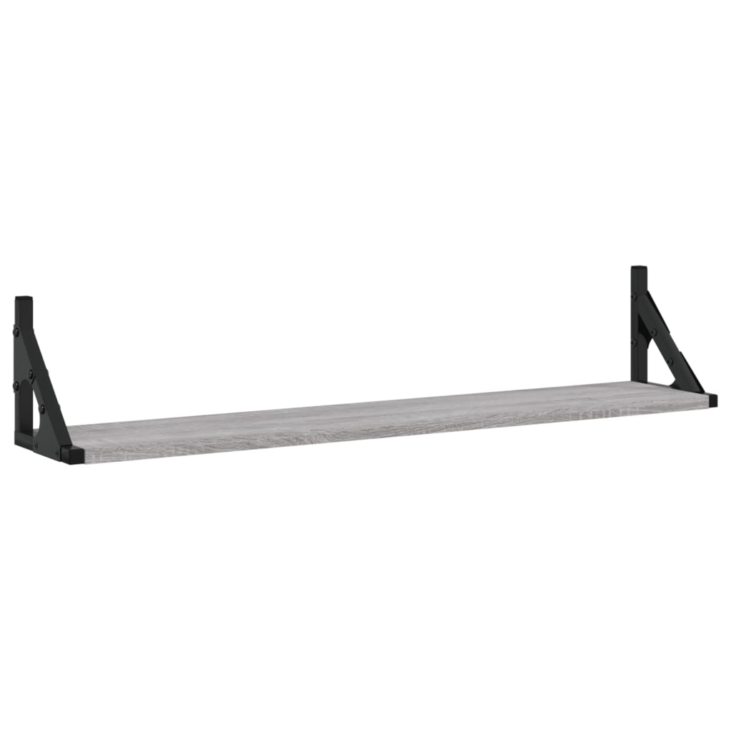 vidaXL Rafturi de perete, 2 buc., gri sonoma, 80x15x15,5 cm, lemn