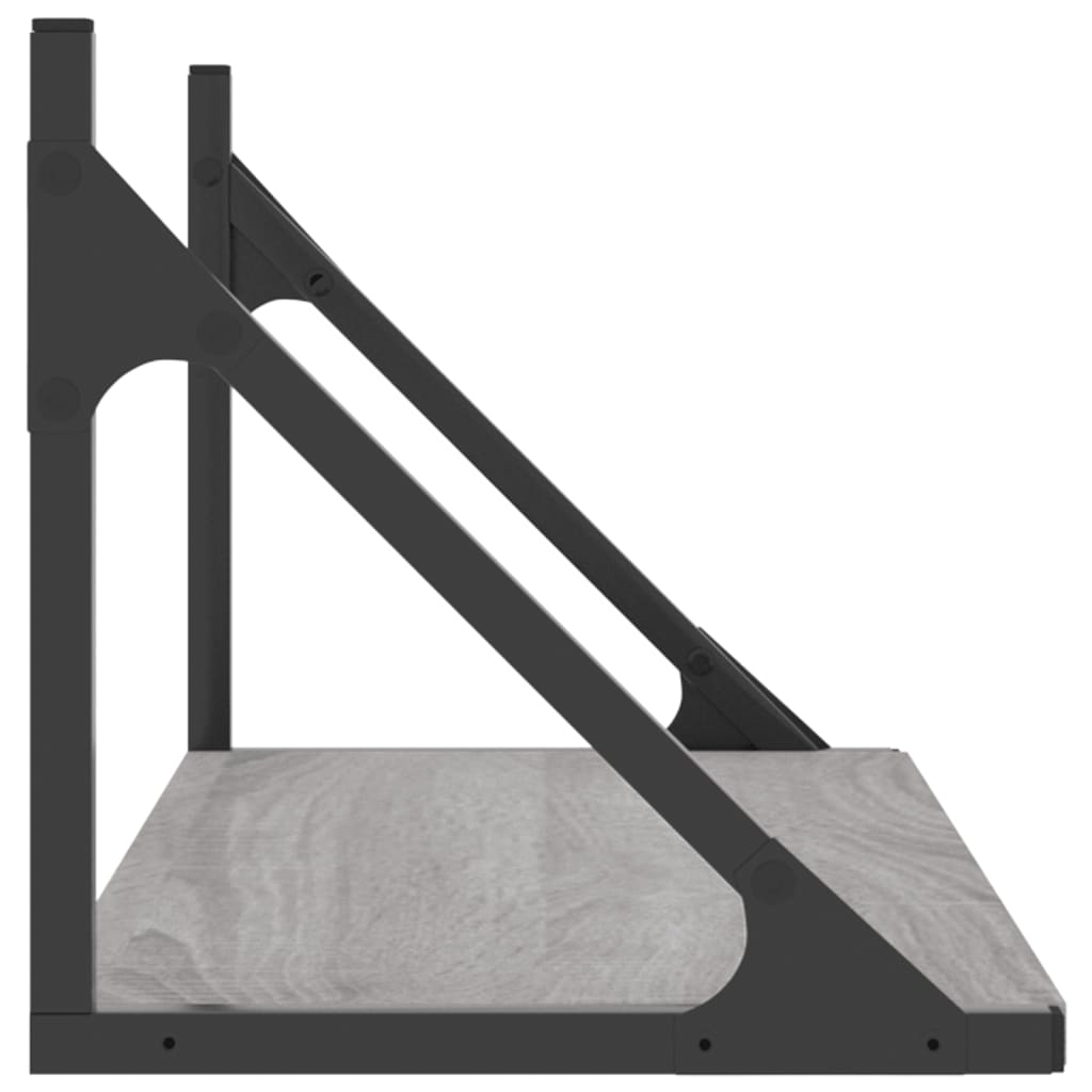vidaXL Rafturi de perete, 2 buc., gri sonoma, 60x25x25,5 cm, lemn
