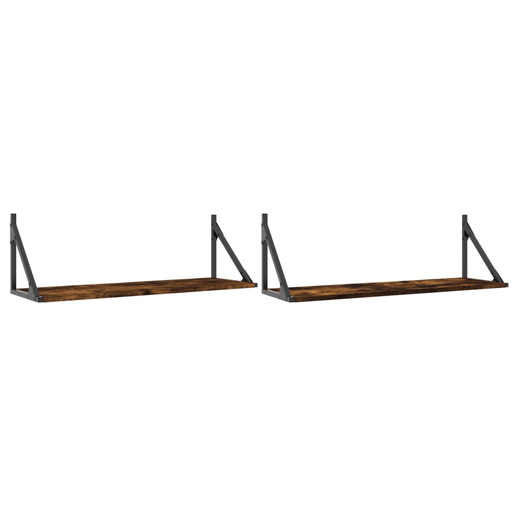 vidaXL Rafturi de perete, 2 buc., stejar fumuriu, 80x25x25,5 cm, lemn vidaXL Rafturi de perete, 2 buc., stejar fumuriu, 80x25x25,5 cm, lemn