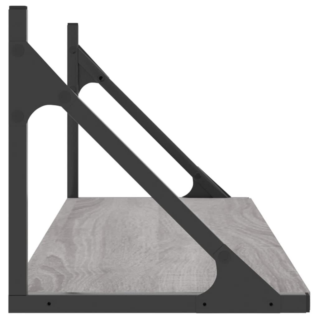 vidaXL Rafturi de perete, 2 buc., gri sonoma, 80x25x25,5 cm, lemn