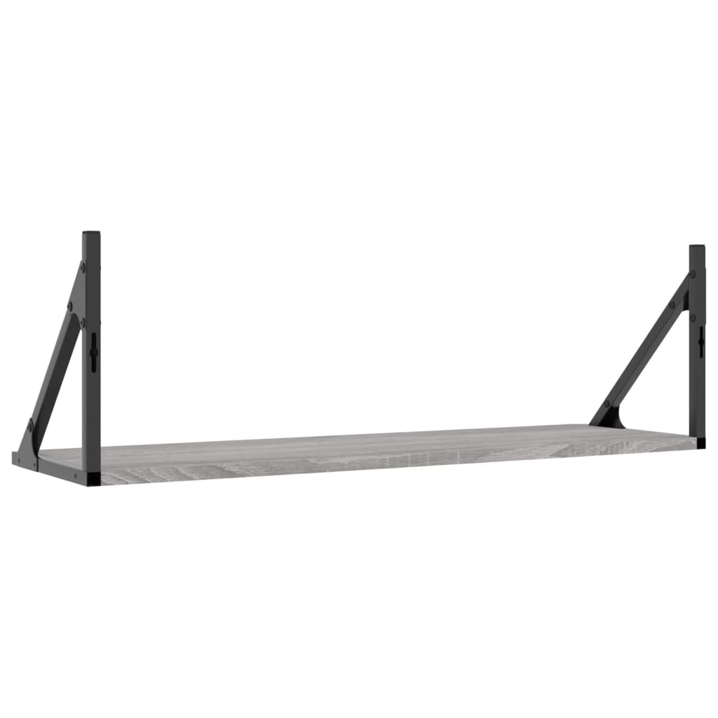 vidaXL Rafturi de perete, 2 buc., gri sonoma, 80x25x25,5 cm, lemn