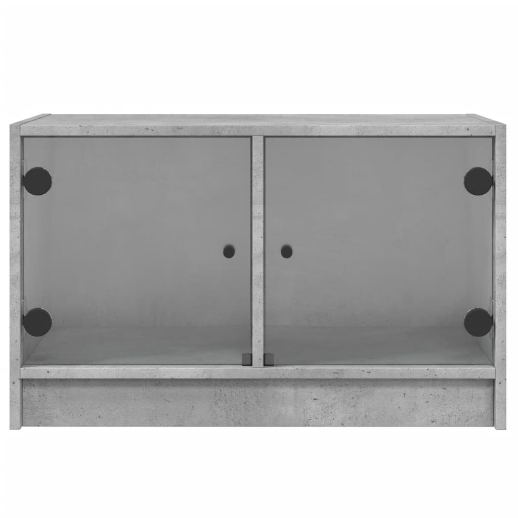 vidaXL Comodă TV cu uși din sticlă, gri beton, 68x37x42 cm vidaXL Comodă TV cu uși din sticlă, gri beton, 68x37x42 cm