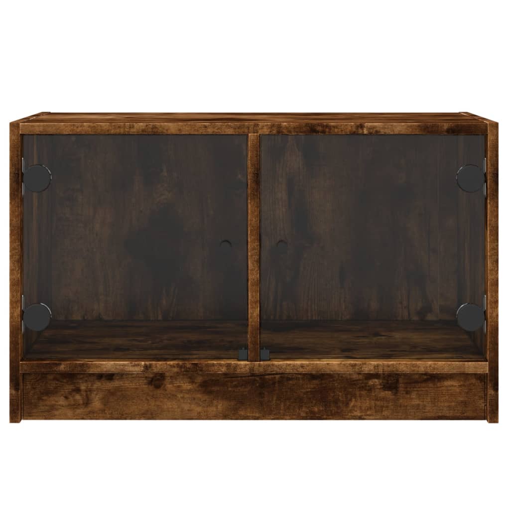 vidaXL Comodă TV cu uși din sticlă, stejar fumuriu, 68x37x42 cm