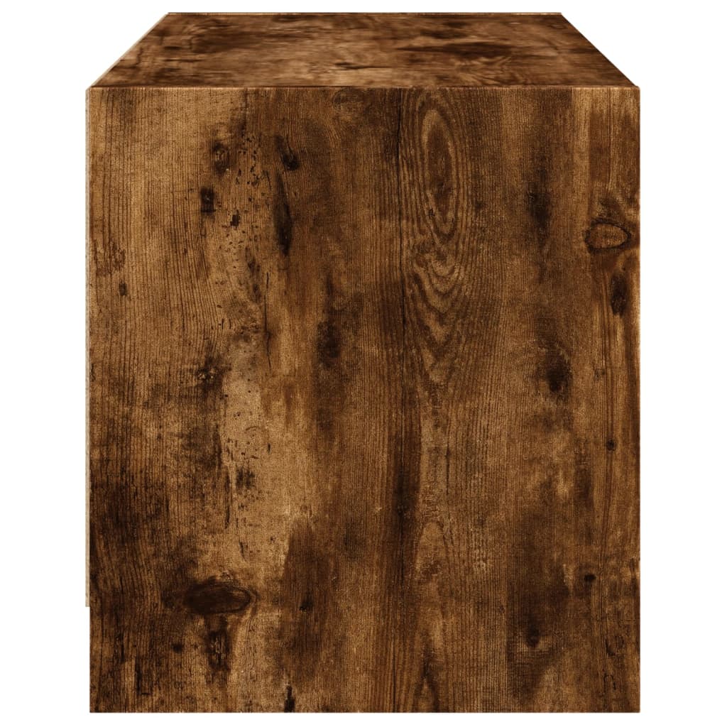 vidaXL Comodă TV cu uși din sticlă, stejar fumuriu, 68x37x42 cm