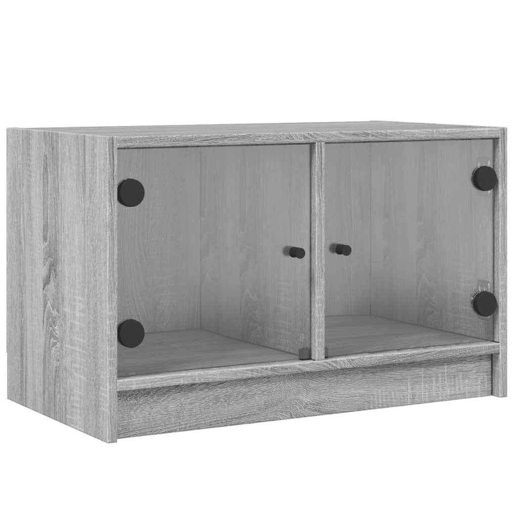 vidaXL Comodă TV cu uși din sticlă, gri sonoma, 68x37x42 cm vidaXL Comodă TV cu uși din sticlă, gri sonoma, 68x37x42 cm