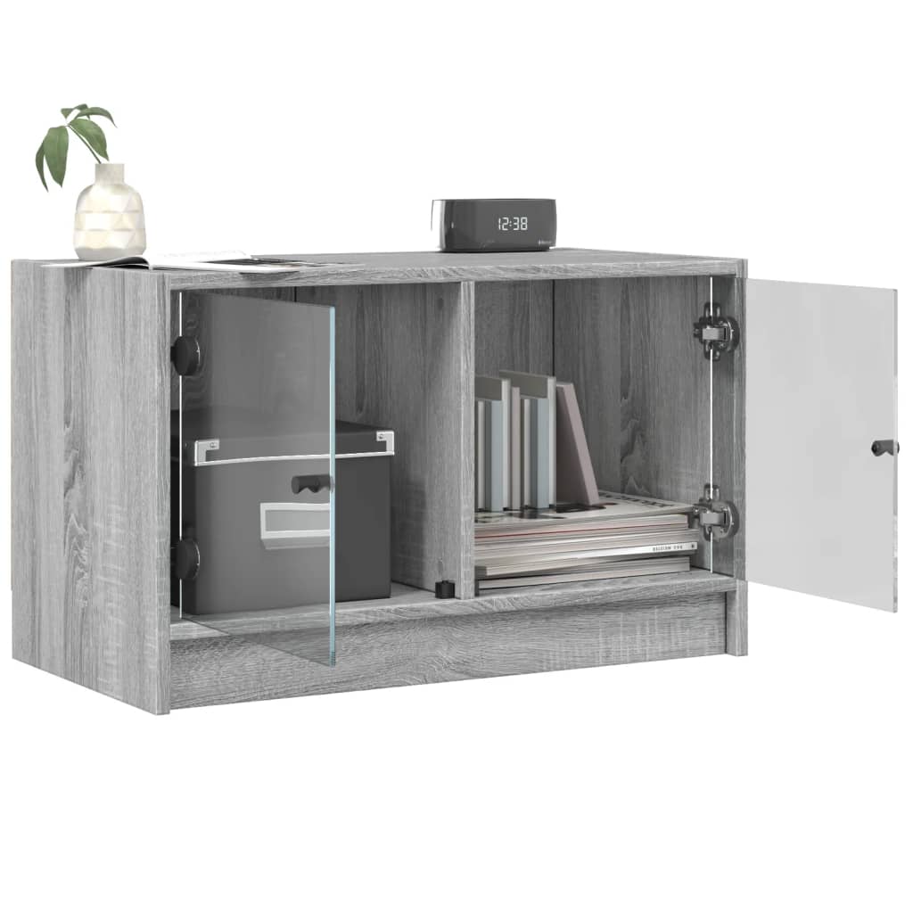 vidaXL Comodă TV cu uși din sticlă, gri sonoma, 68x37x42 cm vidaXL Comodă TV cu uși din sticlă, gri sonoma, 68x37x42 cm