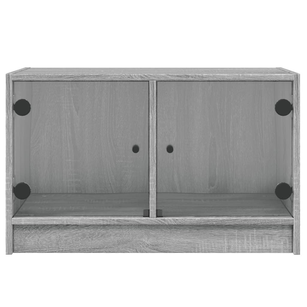 vidaXL Comodă TV cu uși din sticlă, gri sonoma, 68x37x42 cm vidaXL Comodă TV cu uși din sticlă, gri sonoma, 68x37x42 cm