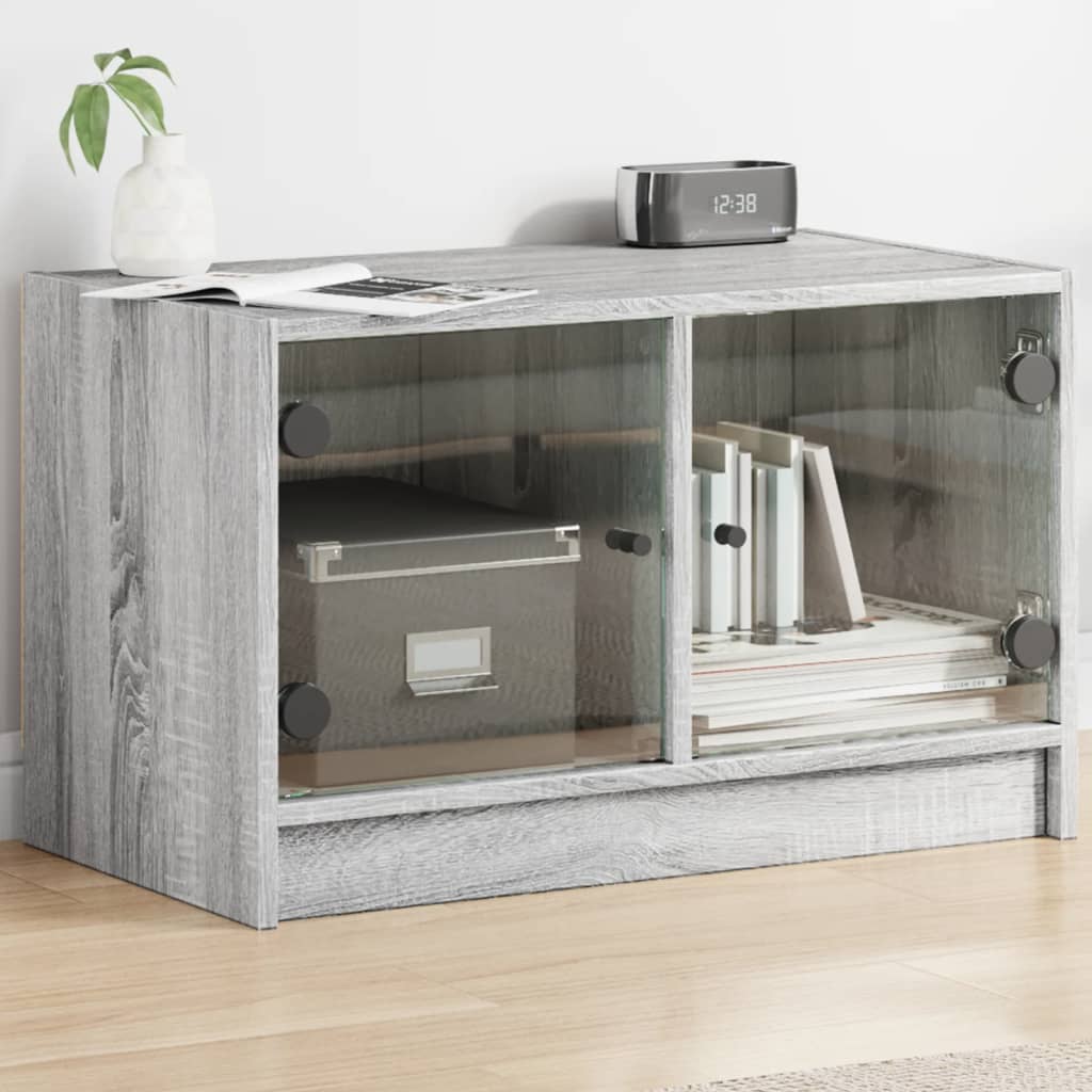 vidaXL Comodă TV cu uși din sticlă, gri sonoma, 68x37x42 cm vidaXL Comodă TV cu uși din sticlă, gri sonoma, 68x37x42 cm