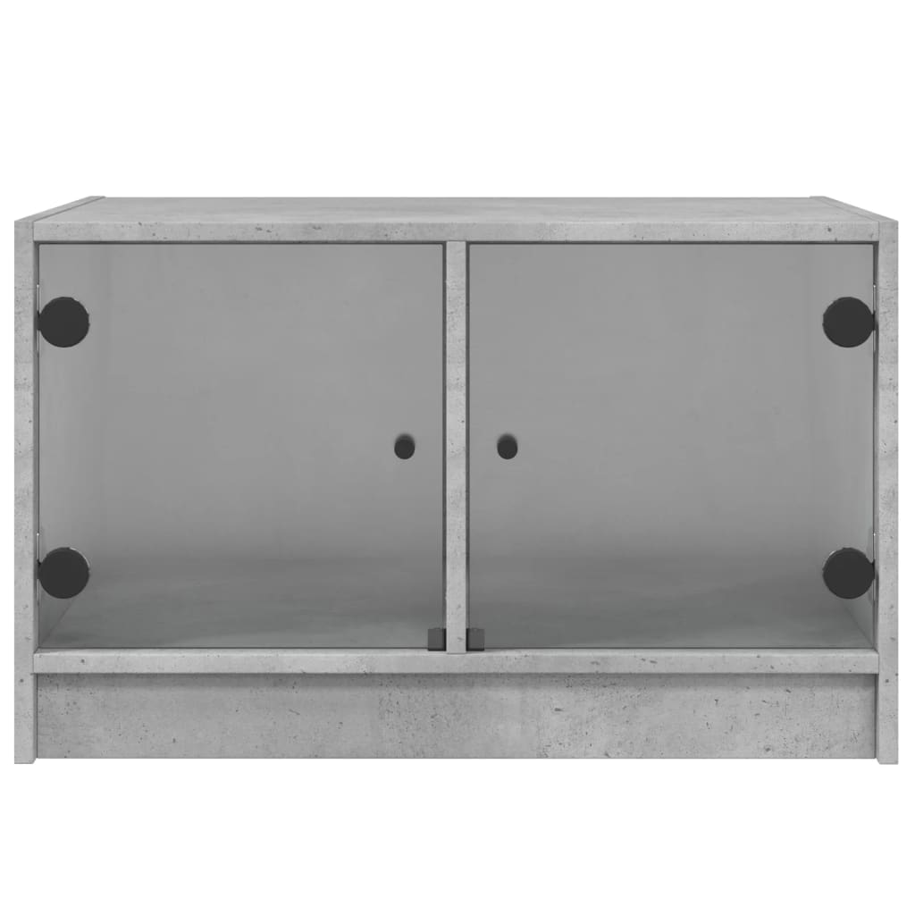 vidaXL Măsuță de cafea cu uși din sticlă, gri beton, 68x50x42 cm