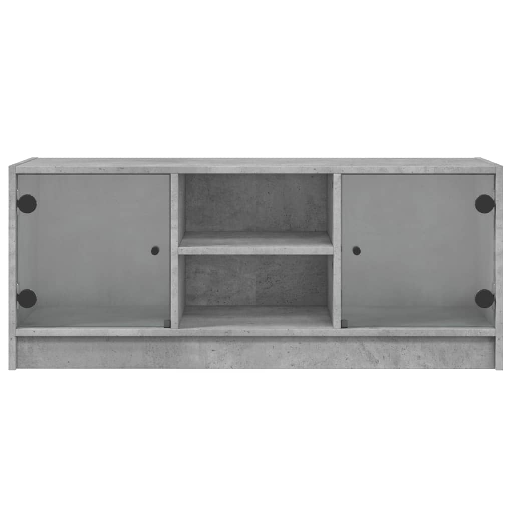 vidaXL Comodă TV cu uși din sticlă, gri beton, 102x37x42 cm vidaXL Comodă TV cu uși din sticlă, gri beton, 102x37x42 cm