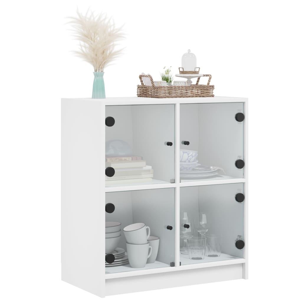 vidaXL Dulap lateral cu uși din sticlă, alb, 68x37x75,5 cm vidaXL Dulap lateral cu uși din sticlă, alb, 68x37x75,5 cm