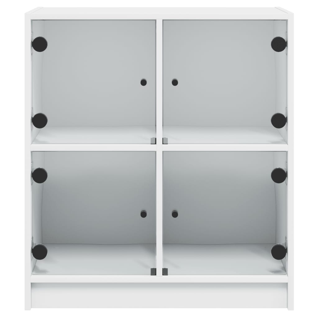 vidaXL Dulap lateral cu uși din sticlă, alb, 68x37x75,5 cm vidaXL Dulap lateral cu uși din sticlă, alb, 68x37x75,5 cm
