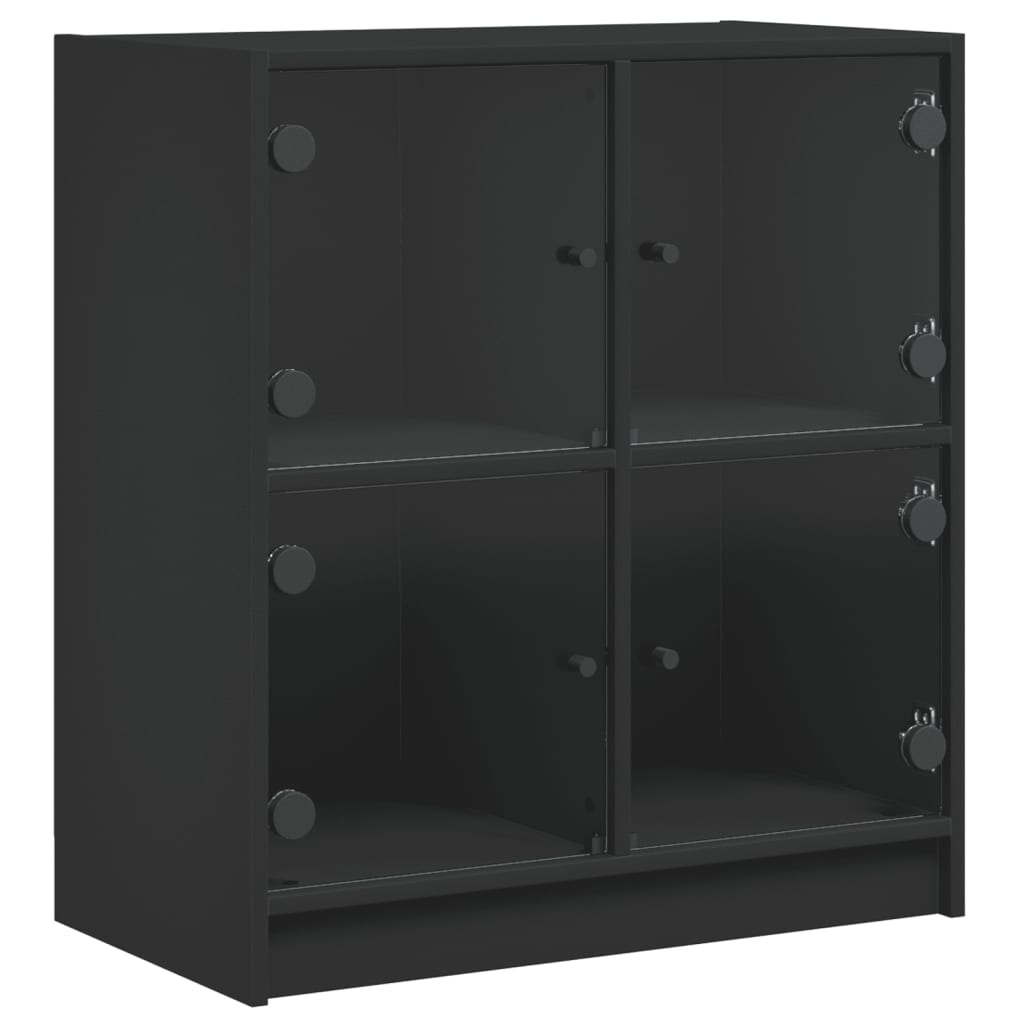 vidaXL Dulap lateral cu uși din sticlă, negru, 68x37x75,5 cm vidaXL Dulap lateral cu uși din sticlă, negru, 68x37x75,5 cm