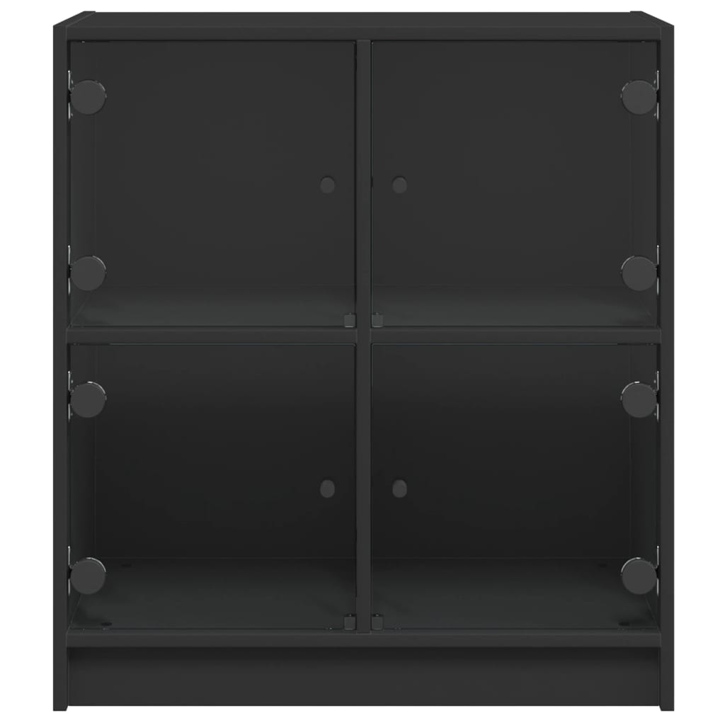 vidaXL Dulap lateral cu uși din sticlă, negru, 68x37x75,5 cm vidaXL Dulap lateral cu uși din sticlă, negru, 68x37x75,5 cm