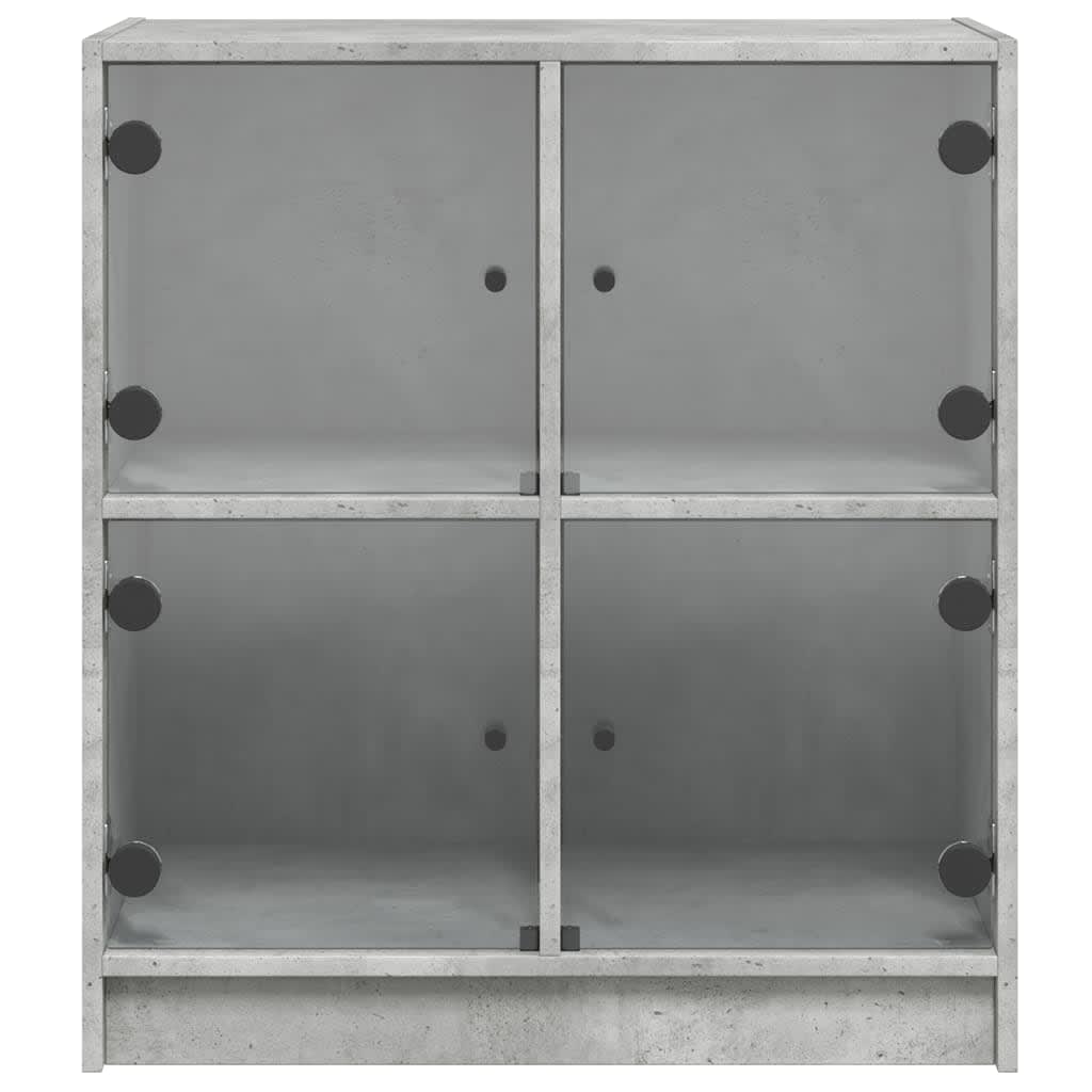vidaXL Dulap lateral cu uși din sticlă, gri beton, 68x37x75,5 cm vidaXL Dulap lateral cu uși din sticlă, gri beton, 68x37x75,5 cm