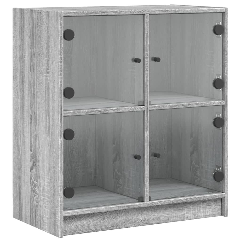 vidaXL Dulap lateral cu uși din sticlă, gri sonoma, 68x37x75,5 cm vidaXL Dulap lateral cu uși din sticlă, gri sonoma, 68x37x75,5 cm
