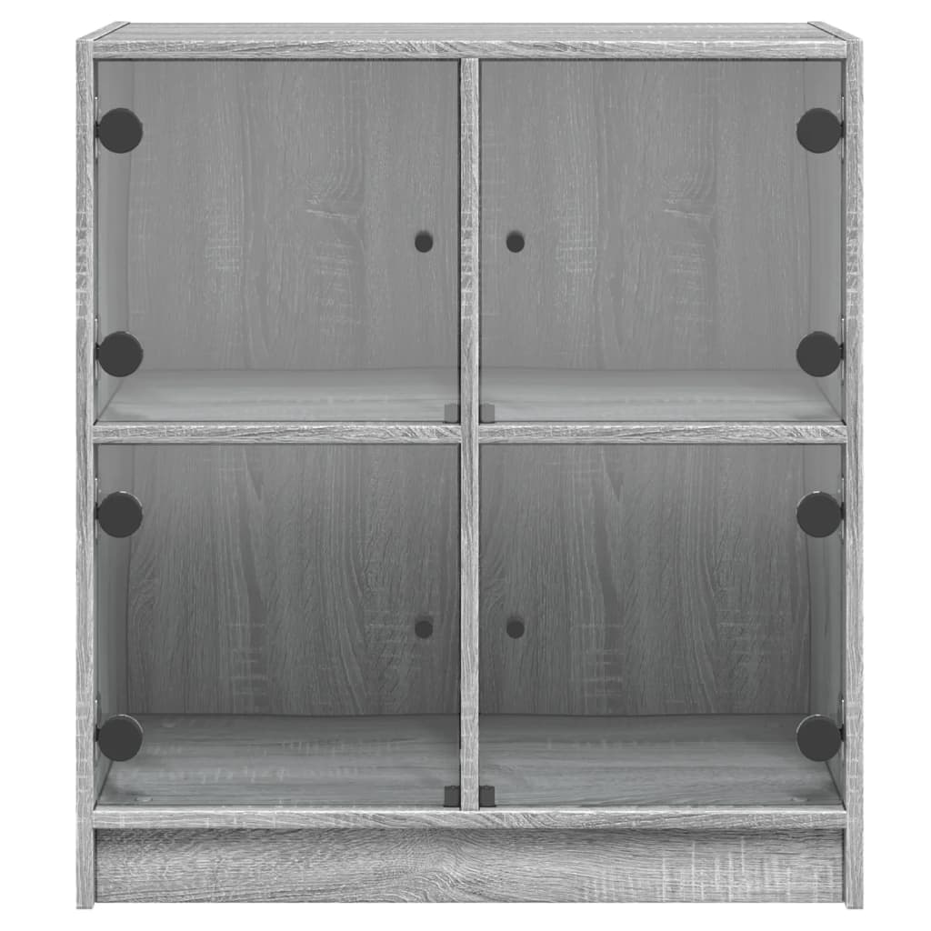 vidaXL Dulap lateral cu uși din sticlă, gri sonoma, 68x37x75,5 cm vidaXL Dulap lateral cu uși din sticlă, gri sonoma, 68x37x75,5 cm