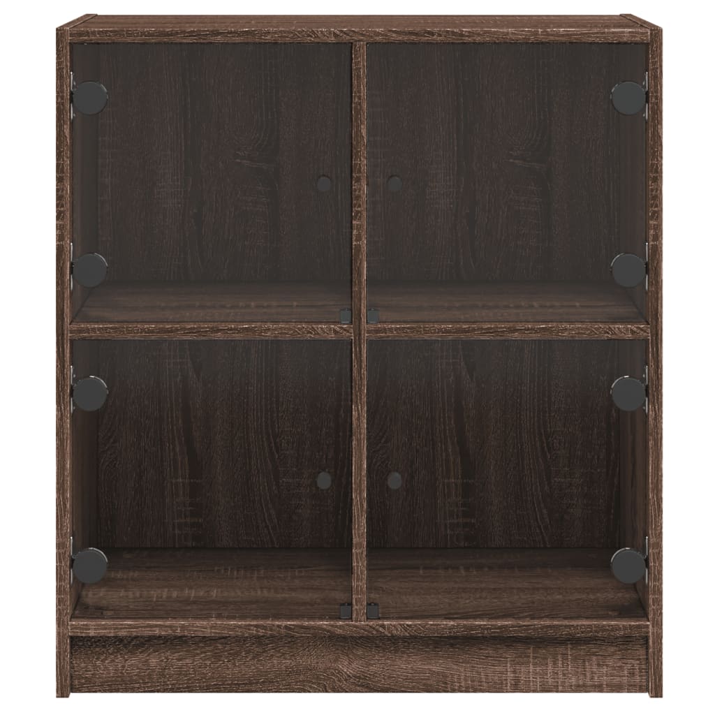 vidaXL Dulap lateral cu uși din sticlă, stejar maro, 68x37x75,5 cm vidaXL Dulap lateral cu uși din sticlă, stejar maro, 68x37x75,5 cm