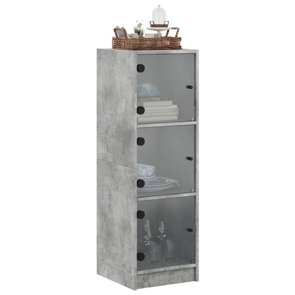 vidaXL Dulap cu uși din sticlă, gri beton, 35x37x109 cm vidaXL Dulap cu uși din sticlă, gri beton, 35x37x109 cm