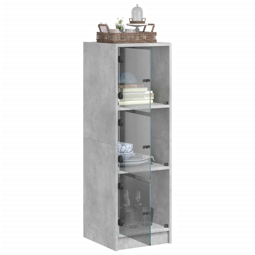 vidaXL Dulap cu uși din sticlă, gri beton, 35x37x109 cm vidaXL Dulap cu uși din sticlă, gri beton, 35x37x109 cm
