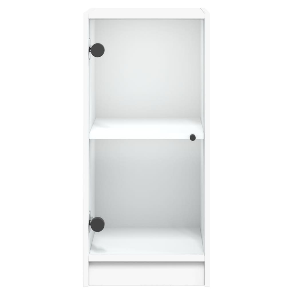 vidaXL Dulap lateral cu uși din sticlă, alb, 35x37x75,5 cm vidaXL Dulap lateral cu uși din sticlă, alb, 35x37x75,5 cm