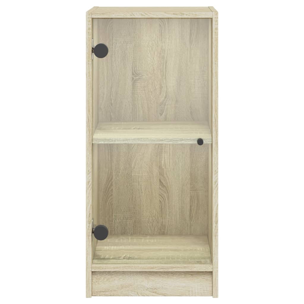 vidaXL Dulap lateral cu uși din sticlă, stejar sonoma, 35x37x75,5 cm vidaXL Dulap lateral cu uși din sticlă, stejar sonoma, 35x37x75,5 cm