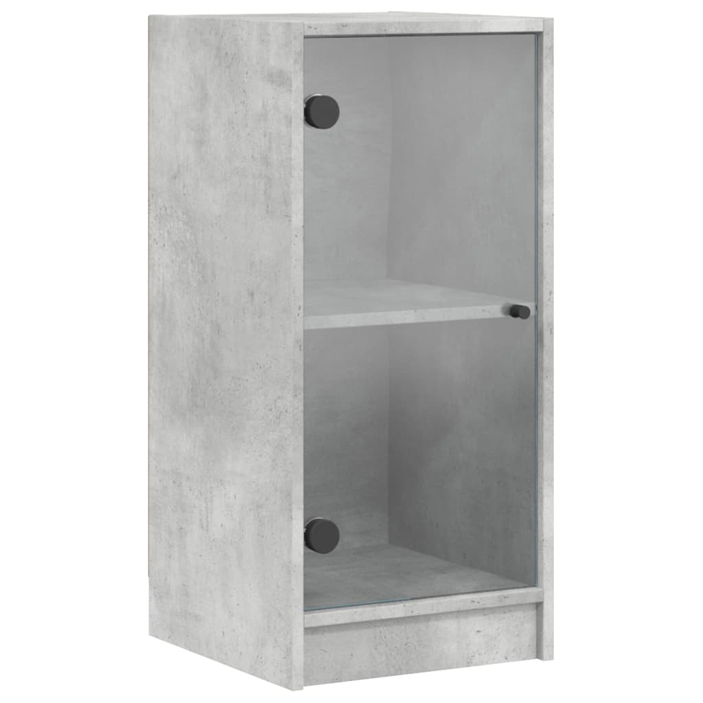 vidaXL Dulap lateral cu uși din sticlă, gri beton, 35x37x75,5 cm vidaXL Dulap lateral cu uși din sticlă, gri beton, 35x37x75,5 cm