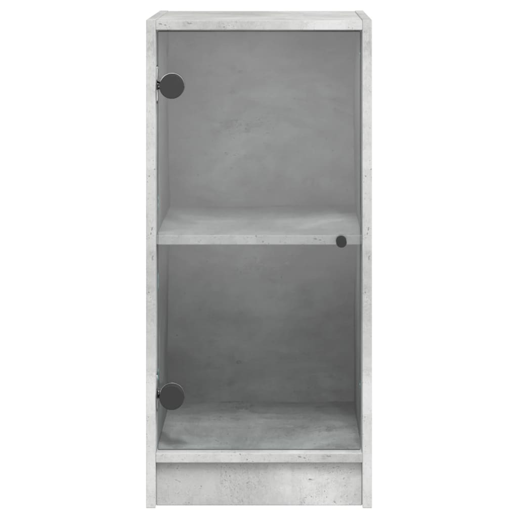 vidaXL Dulap lateral cu uși din sticlă, gri beton, 35x37x75,5 cm vidaXL Dulap lateral cu uși din sticlă, gri beton, 35x37x75,5 cm