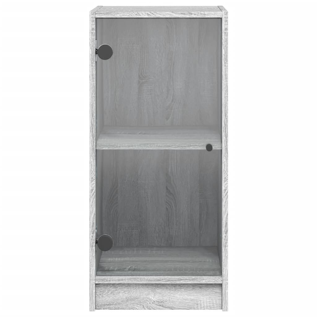 vidaXL Dulap lateral cu uși din sticlă, gri sonoma, 35x37x75,5 cm vidaXL Dulap lateral cu uși din sticlă, gri sonoma, 35x37x75,5 cm