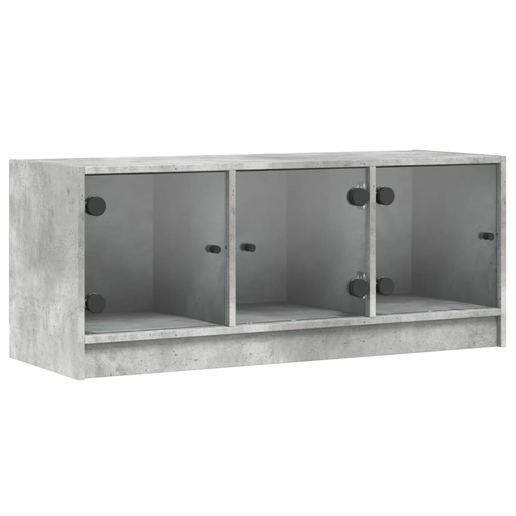 vidaXL Comodă TV cu uși din sticlă, gri beton, 102x37x42 cm vidaXL Comodă TV cu uși din sticlă, gri beton, 102x37x42 cm
