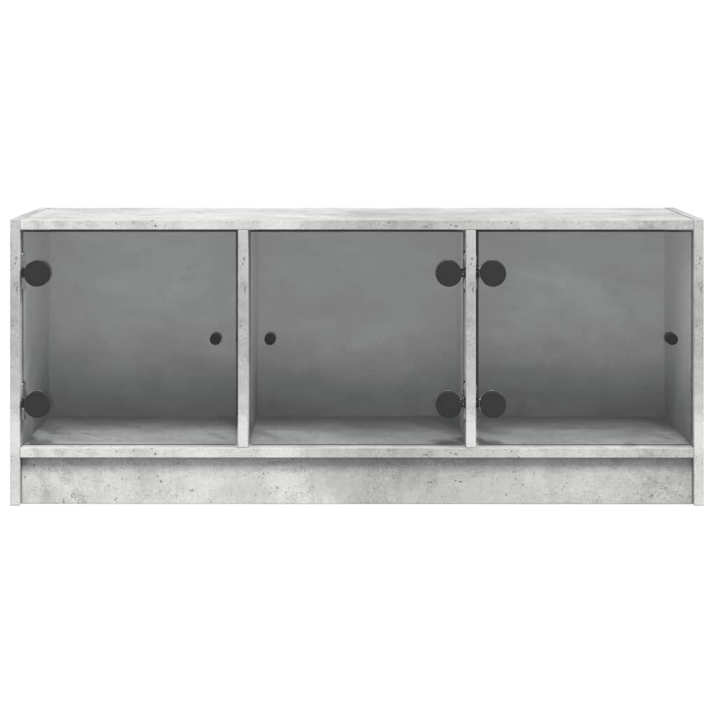 vidaXL Comodă TV cu uși din sticlă, gri beton, 102x37x42 cm vidaXL Comodă TV cu uși din sticlă, gri beton, 102x37x42 cm