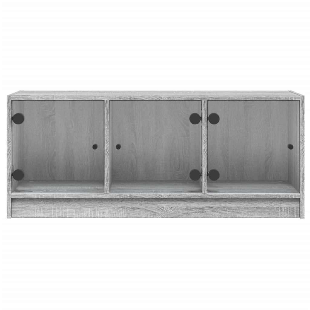 vidaXL Comodă TV cu uși din sticlă, gri sonoma, 102x37x42 cm vidaXL Comodă TV cu uși din sticlă, gri sonoma, 102x37x42 cm