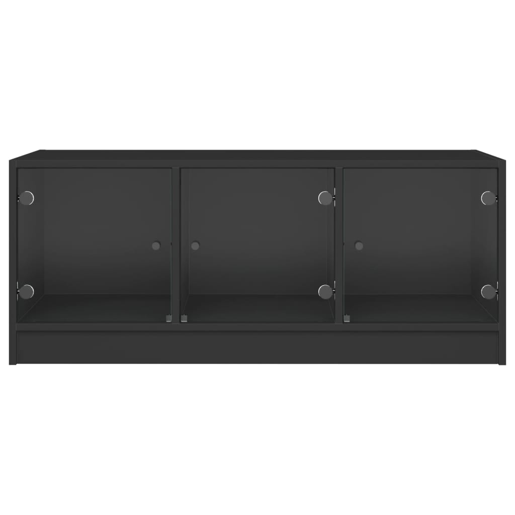 vidaXL Măsuță de cafea cu uși din sticlă, negru, 102x50x42 cm vidaXL Măsuță de cafea cu uși din sticlă, negru, 102x50x42 cm