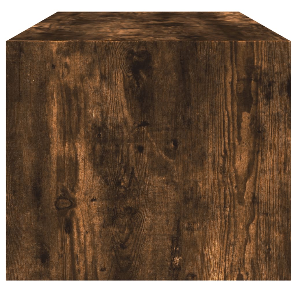 vidaXL Măsuță de cafea cu uși din sticlă, stejar fumuriu, 102x50x42 cm