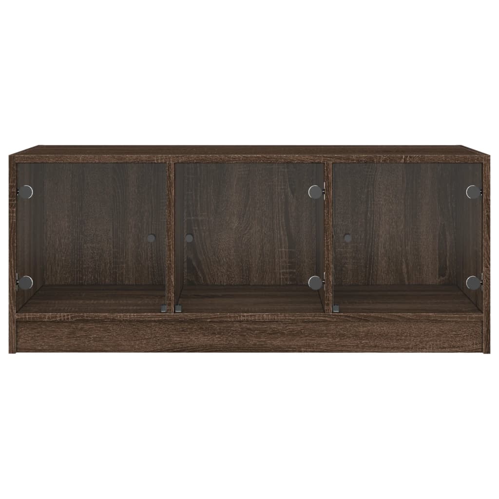 vidaXL Măsuță de cafea cu uși din sticlă, stejar maro, 102x50x42 cm vidaXL Măsuță de cafea cu uși din sticlă, stejar maro, 102x50x42 cm