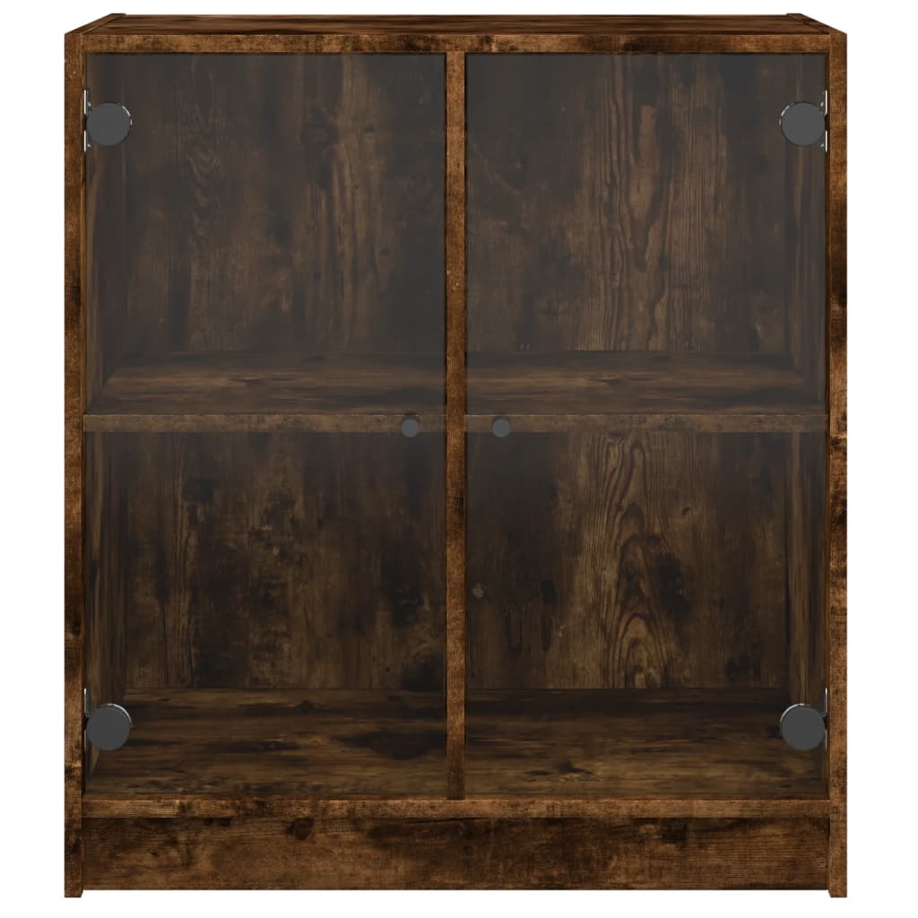 vidaXL Dulap lateral cu uși din sticlă, stejar fumuriu, 68x37x75,5 cm vidaXL Dulap lateral cu uși din sticlă, stejar fumuriu, 68x37x75,5 cm