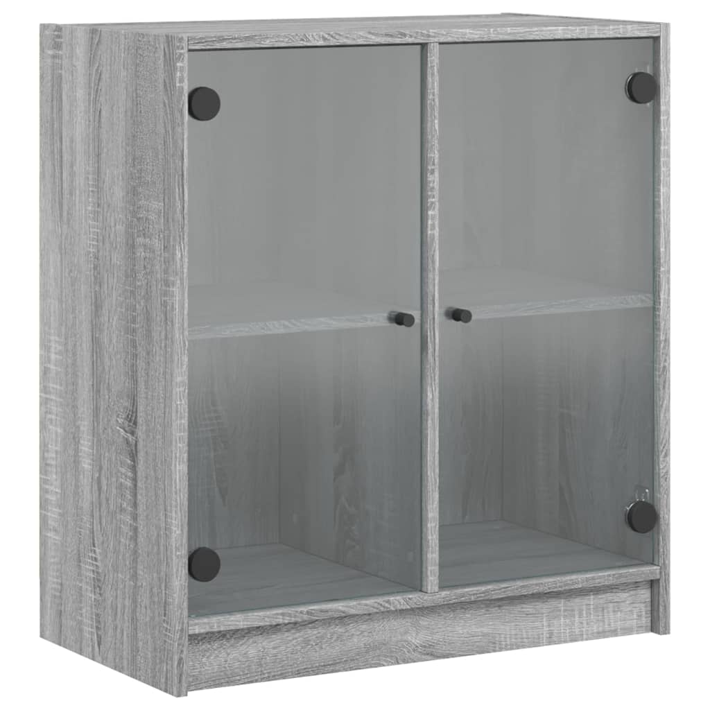 vidaXL Dulap lateral cu uși din sticlă, gri sonoma, 68x37x75,5 cm vidaXL Dulap lateral cu uși din sticlă, gri sonoma, 68x37x75,5 cm
