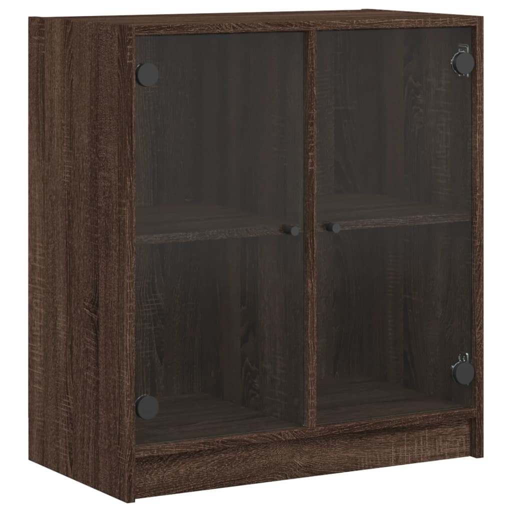 vidaXL Dulap lateral cu uși din sticlă, stejar maro, 68x37x75,5 cm vidaXL Dulap lateral cu uși din sticlă, stejar maro, 68x37x75,5 cm