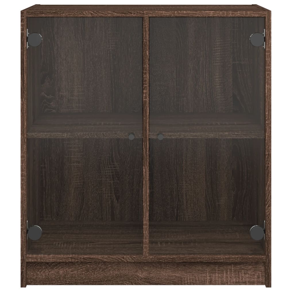 vidaXL Dulap lateral cu uși din sticlă, stejar maro, 68x37x75,5 cm vidaXL Dulap lateral cu uși din sticlă, stejar maro, 68x37x75,5 cm