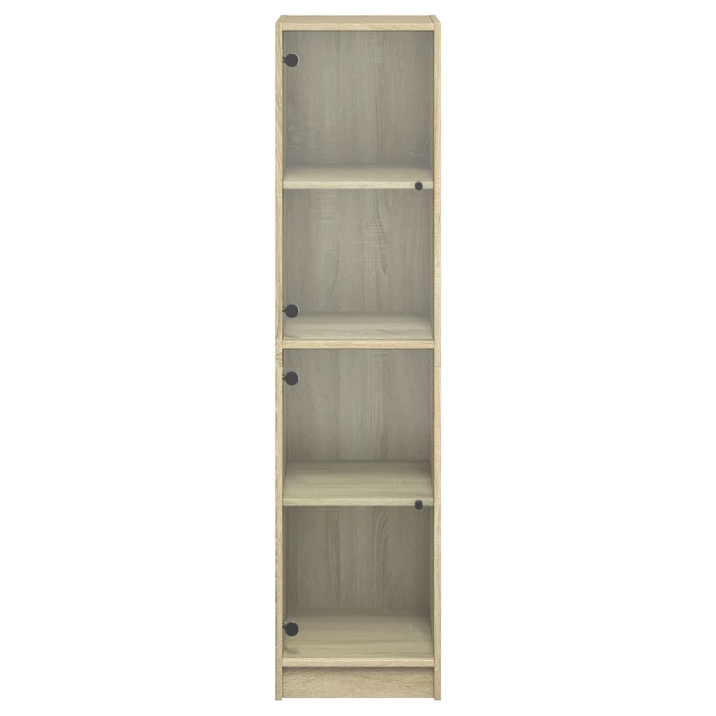vidaXL Dulap înalt cu uși din sticlă, stejar sonoma, 35x37x142 cm vidaXL Dulap înalt cu uși din sticlă, stejar sonoma, 35x37x142 cm