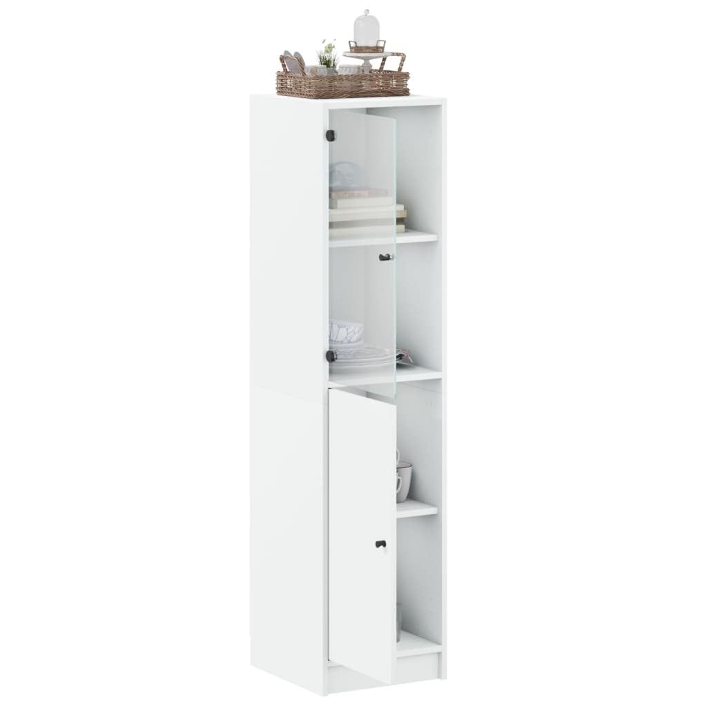 vidaXL Dulap înalt cu ușă din sticlă, alb, 35x37x142 cm vidaXL Dulap înalt cu ușă din sticlă, alb, 35x37x142 cm
