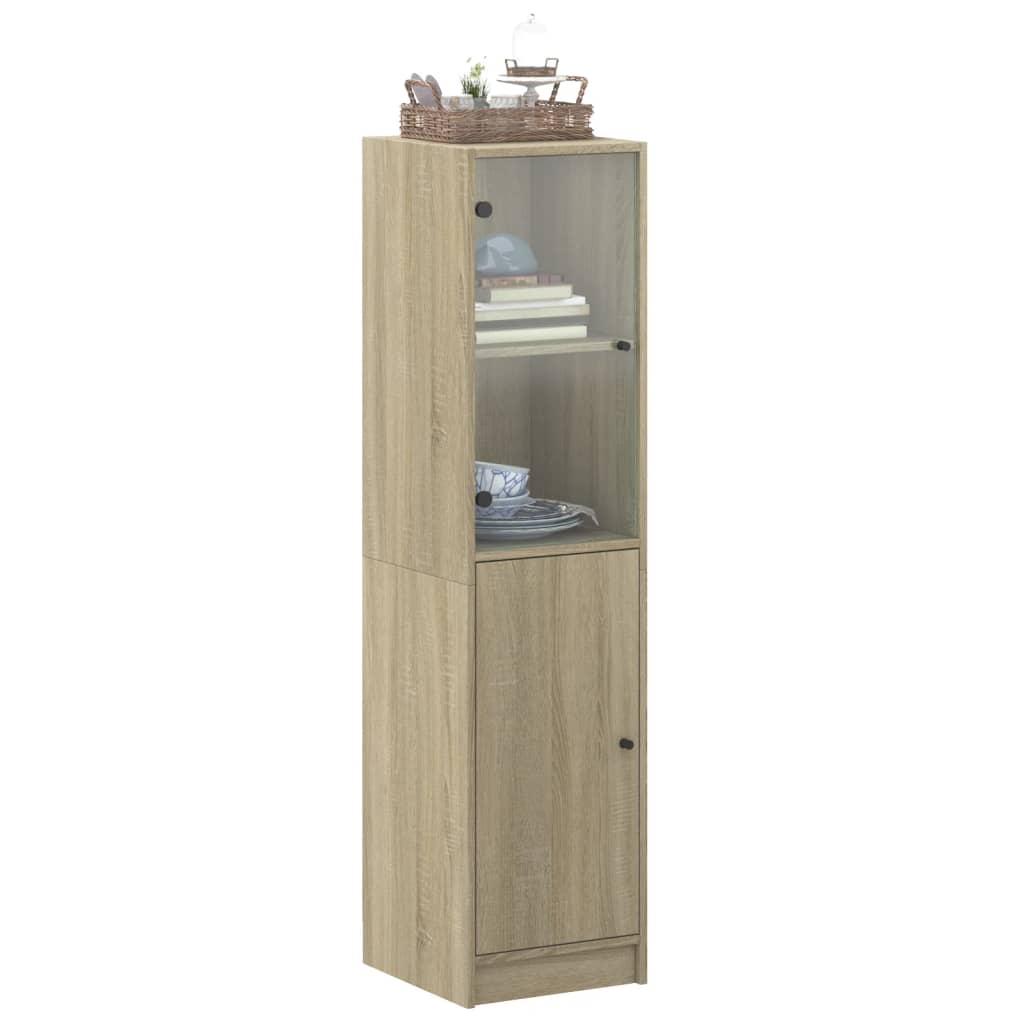 vidaXL Dulap cu ușă din sticlă, stejar sonoma, 35x37x142 cm vidaXL Dulap cu ușă din sticlă, stejar sonoma, 35x37x142 cm