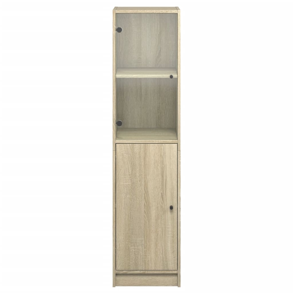 vidaXL Dulap cu ușă din sticlă, stejar sonoma, 35x37x142 cm vidaXL Dulap cu ușă din sticlă, stejar sonoma, 35x37x142 cm