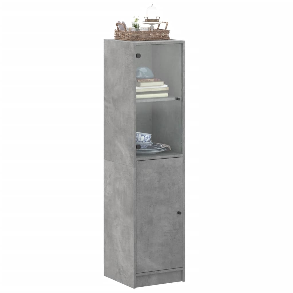 vidaXL Dulap cu ușă din sticlă, gri beton, 35x37x142 cm vidaXL Dulap cu ușă din sticlă, gri beton, 35x37x142 cm