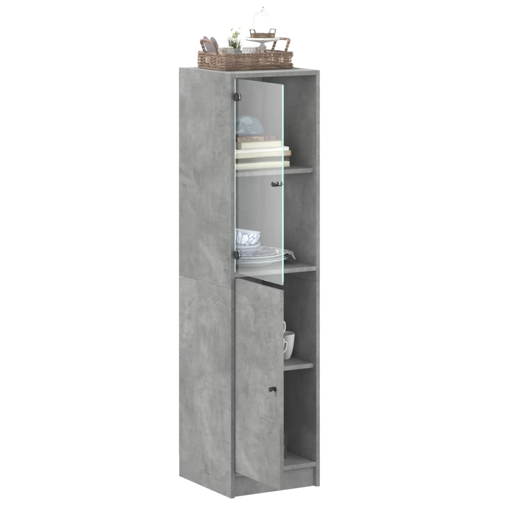 vidaXL Dulap cu ușă din sticlă, gri beton, 35x37x142 cm vidaXL Dulap cu ușă din sticlă, gri beton, 35x37x142 cm