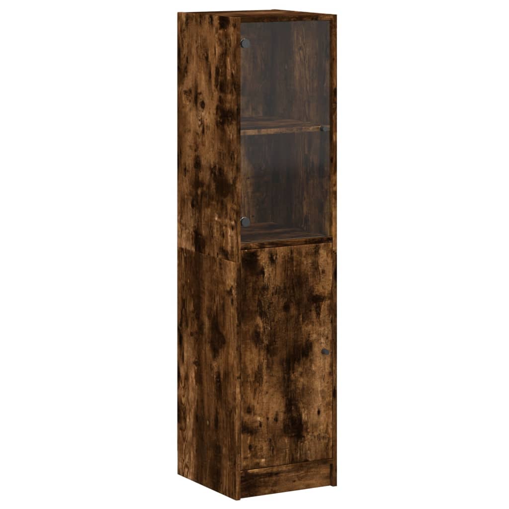 vidaXL Dulap cu ușă din sticlă, stejar fumuriu, 35x37x142 cm