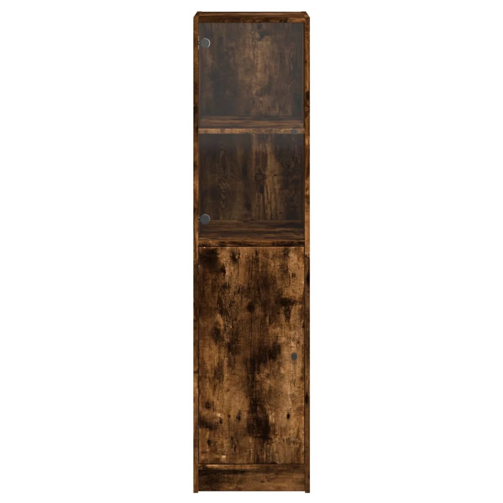 vidaXL Dulap cu ușă din sticlă, stejar fumuriu, 35x37x142 cm