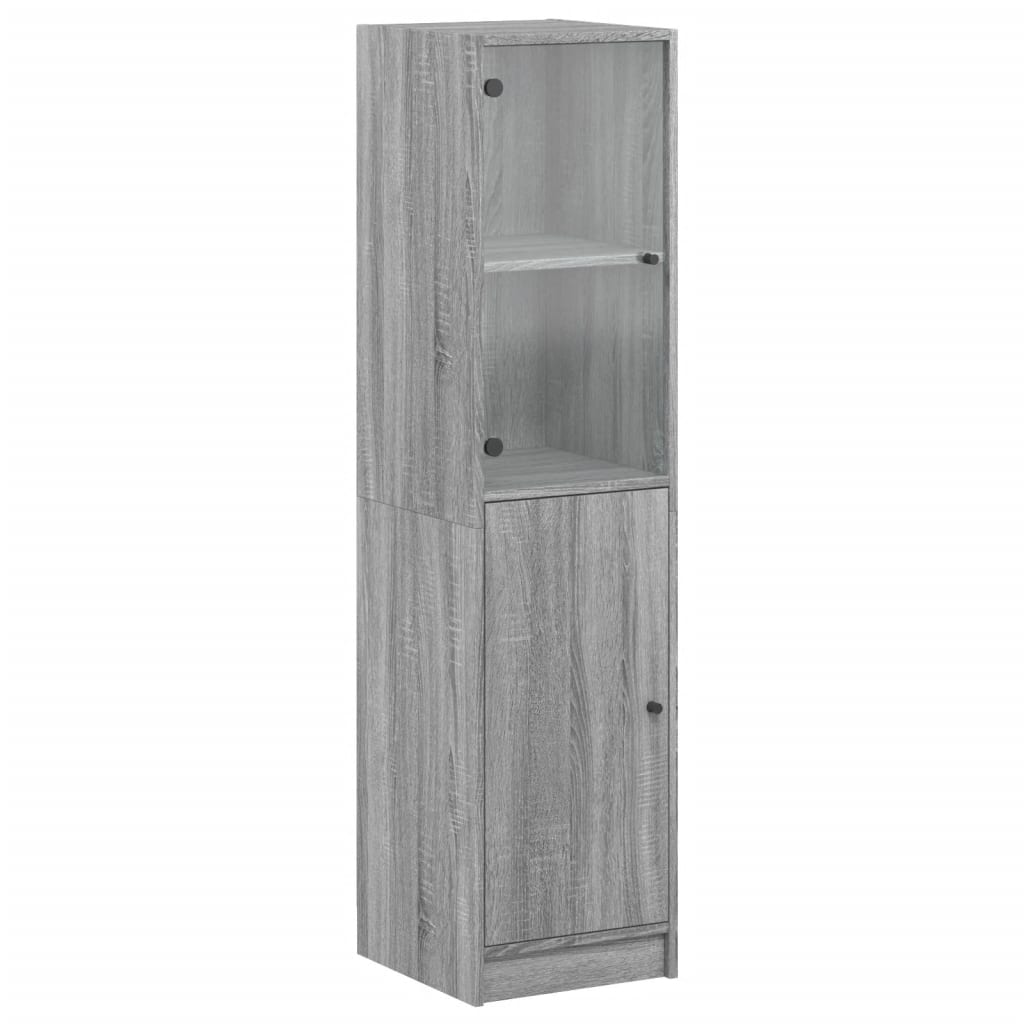 vidaXL Dulap cu ușă din sticlă, sonoma gri, 35x37x142 cm vidaXL Dulap cu ușă din sticlă, sonoma gri, 35x37x142 cm