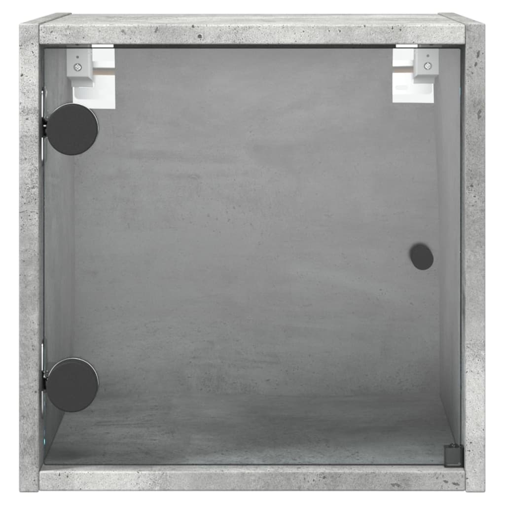 vidaXL Noptieră cu ușă din sticlă, gri beton, 35x37x35 cm