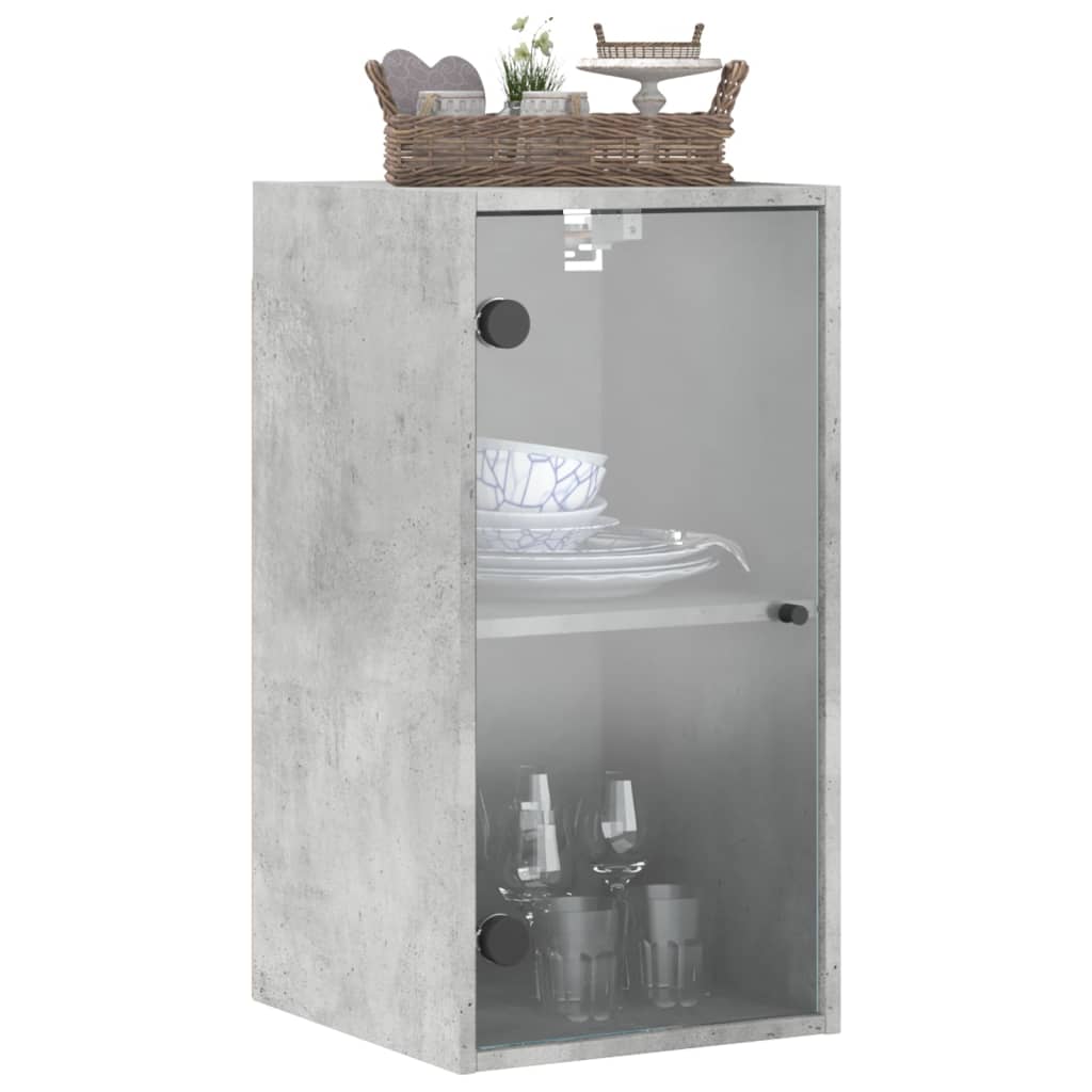 vidaXL Dulap de perete cu uși din sticlă, gri beton, 35x37x68,5 cm vidaXL Dulap de perete cu uși din sticlă, gri beton, 35x37x68,5 cm